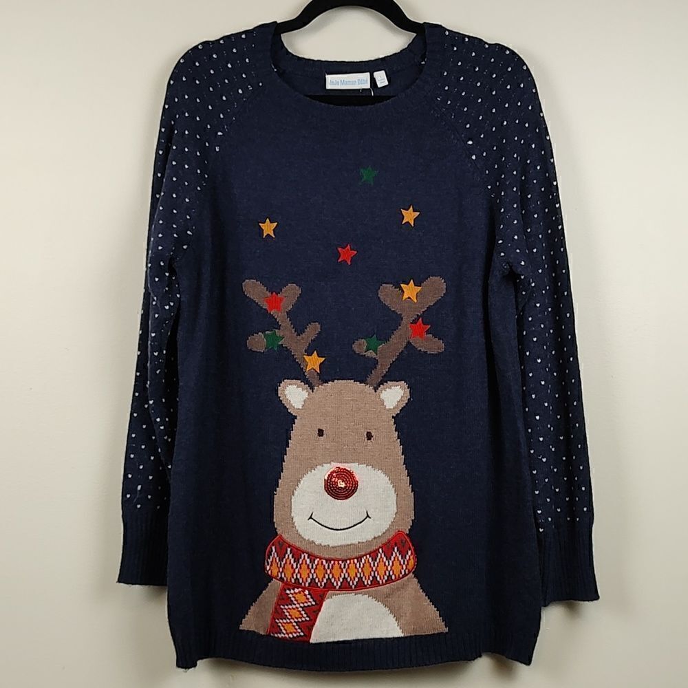 JoJo Maman Bebe Reindeer Cashmere  Blend Fair Isle Maternity Tunic